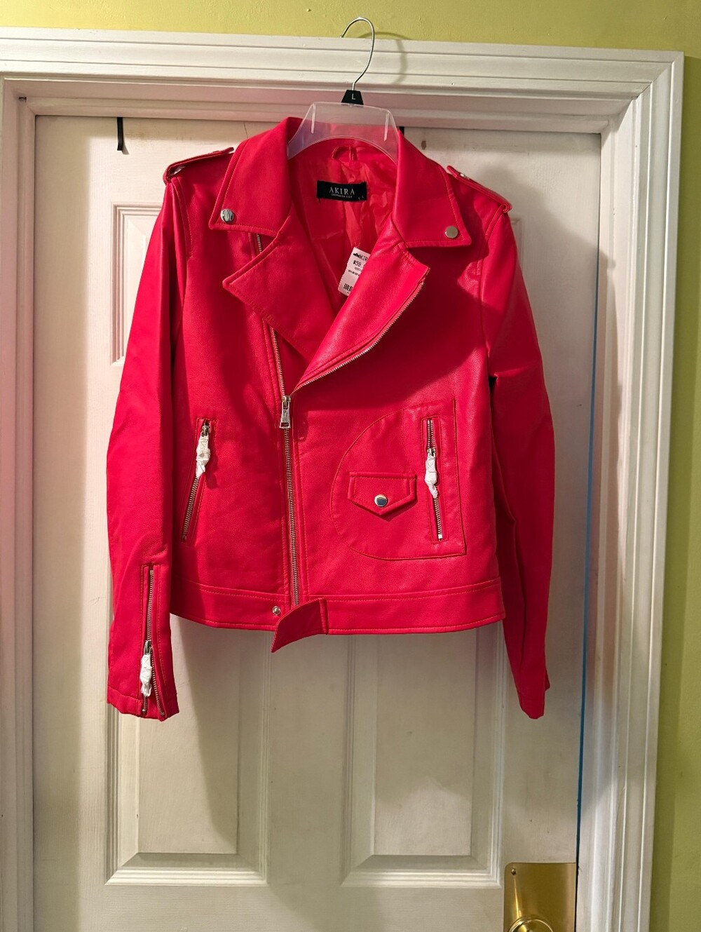 AKIRA Bold Red Faux Leather Jacket - Picture 2 of 3